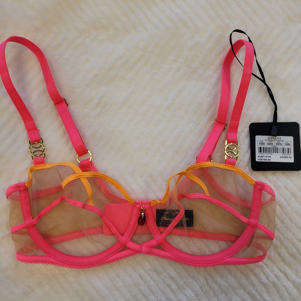 Honey Birdette Saskia Pink and Orange Strappy Bra